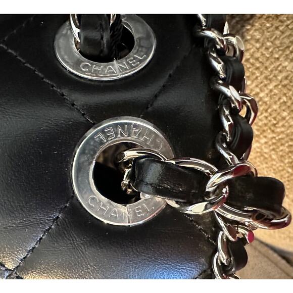 Auth CHANEL Quilted Calfskin 'Chain Around' Large Flap Handbag- Black - NEW - Picture 6 of 15
